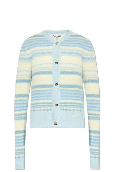 Ganni Sweater With A Pattern In Blue