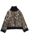 Ganni High Collar Sweater In Animal Print