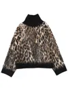 Ganni High Collar Sweater In Animal Print