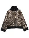 Ganni High Collar Sweater In Animal Print