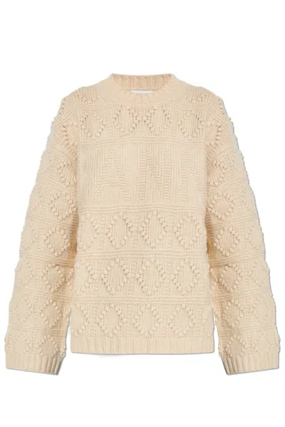 Ganni Beige Bubble Knit Worked Sweater