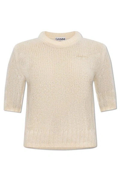Ganni Sweater With Logo In White