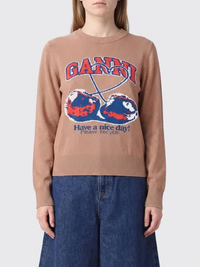 Ganni Sweatshirt Woman In Brown