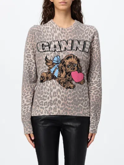 Ganni Sweater Woman Color Multicolor In Gold