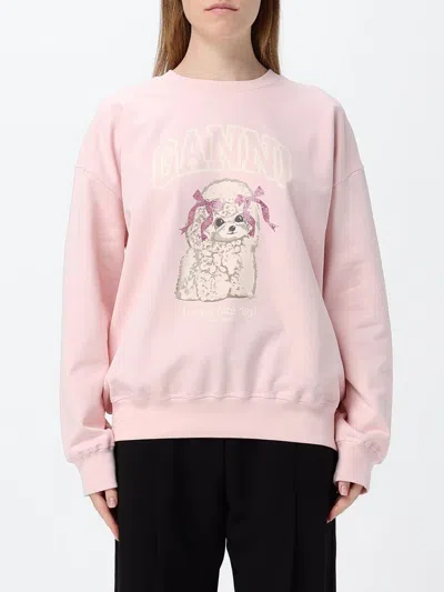 Ganni Sweater Woman Color Pink In Brown