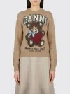 Ganni Printed Alpaca Wool Blend Sweater In Neutral