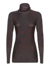 Ganni Brown Mesh High Neck Top