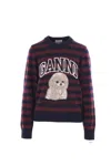 Ganni Graphic Wool Mix Poodle Stripe Sweaters And Cardigans Multicolor