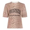 Ganni Leopard Print Wool Mix T-shirt