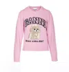 Ganni Womens Chalk Pink Poodle Logo-motif Wool-blend Knit Jumper Xs In Pink