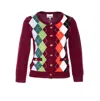 Ganni Womens Tawny Port Rhombus-print Round-neck Wool And Cashmere Cardigan Xl