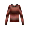 Ganni Fitted Long-sleeved T-shirt With Bold Striped Pattern In Red