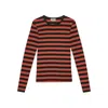 Ganni Fitted Long-sleeved T-shirt With Bold Striped Pattern In Red