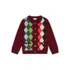 Ganni Womens Tawny Port Rhombus-print Round-neck Wool And Cashmere Cardigan Xl