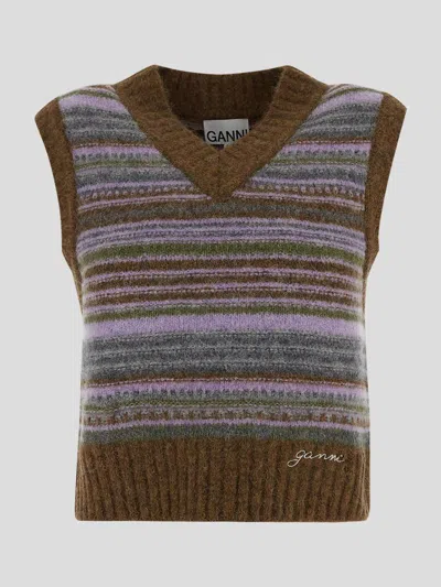 Ganni Sweaters In Brown