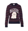 Ganni Multicolor Graphic Wool Mix Poodle Stripe Sweater In Multi