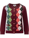 Ganni Womens Tawny Port Rhombus-print Round-neck Wool And Cashmere Cardigan Xl In Brown