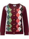 Ganni Womens Tawny Port Rhombus-print Round-neck Wool And Cashmere Cardigan Xl In Brown