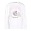 Ganni Women Animals Print Logo Long Slevees Top In White