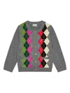 Ganni Womens Paloma Melange Rhombus-print Round-neck Wool And Cashmere Cardigan In Gray