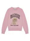 Ganni Wool Sweater With Poodle In Pink