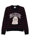 Ganni Graphic Wool Mix Poodle Stripe Sweaters And Cardigans Multicolor In Multi