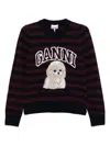 Ganni Graphic Wool Mix Poodle Stripe Sweaters And Cardigans Multicolor In Multi
