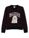 Ganni Graphic Wool Mix Poodle Stripe Sweaters And Cardigans Multicolor