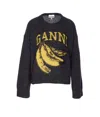 Ganni Jersey With Banana And Logo In Black