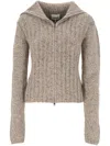 Ganni Alpaca-cotton-blend Zip-up Sweater In Beige