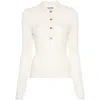 Ganni Natural Collar Front Button Sweater In Beige