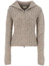 Ganni Alpaca-cotton-blend Zip-up Sweater In Beige