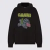 Ganni Isoli Oversized Hoodie With Graphic Puppy Print In Black