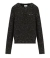 Ganni Melange Black Crewneck Jumper In Black