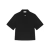 Ganni Short-sleeved Twill Blouse For In Black