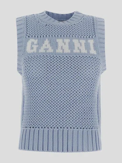 Ganni Sweaters In Blue