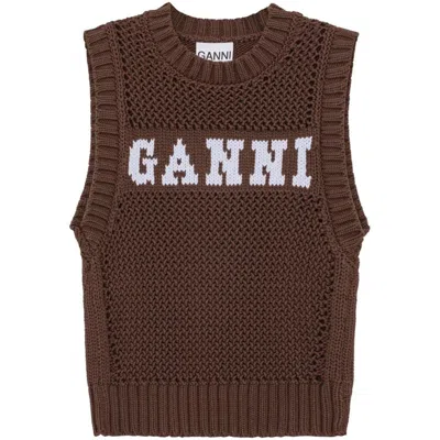 Ganni Sweaters In Brown