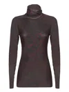 Ganni Brown Mesh High Neck Top In Brown
