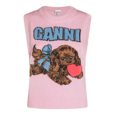 GANNI SWEATERS CHALK PINK