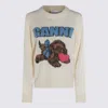 Ganni Crafted Wool Blend Puppy Love Crewneck Sweater In Neutral