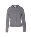 Ganni Future Knit Cardigan Crewneck In Gray