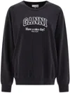 Ganni Logo-print Organic-cotton Sweatshirt In Grey