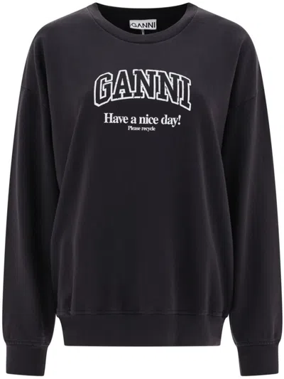 GANNI GANNI LOGO ORGANIC COTTON SWEATSHIRT