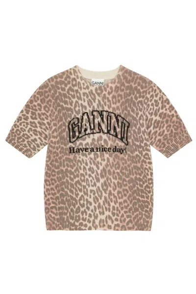 Ganni Sweaters In Animal Print