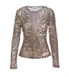 Ganni Knitwear Crewneck Leopard Print Long Sleeves In Multicolour
