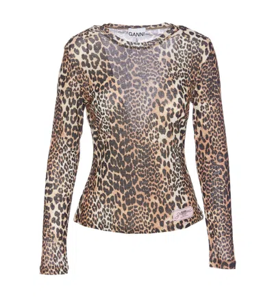 GANNI GANNI LEOPARD PRINT T-SHIRT