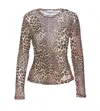Ganni Knitwear Crewneck Leopard Print Long Sleeves In Multicolour