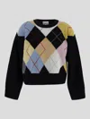 Ganni Checkered Sweater In Multicolour