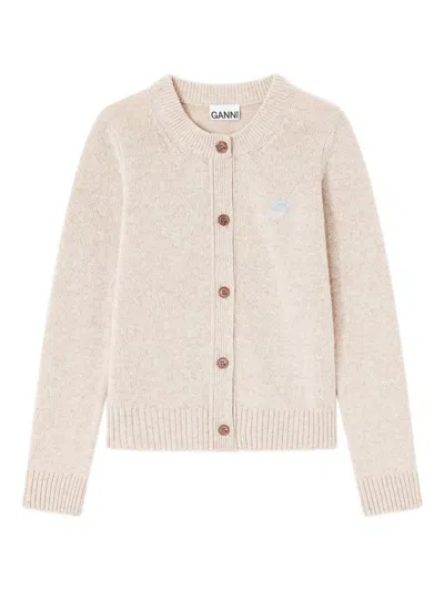 GANNI GANNI CORE FUTURE ECRU CARDIGAN