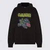 Ganni Isoli Oversized Hoodie With Graphic Puppy Print In Black